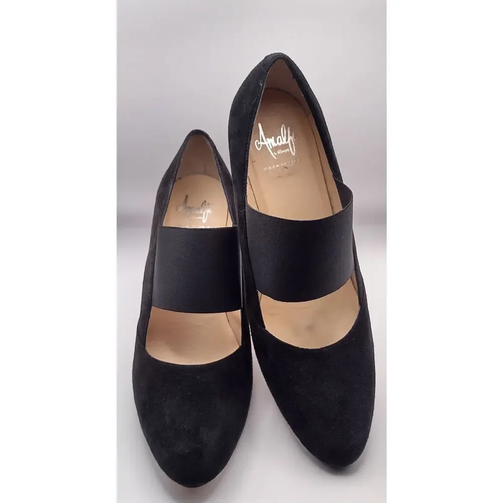 Amalfi by Rangoni Black Suede pumps with ballet band Size 10M - Picture 4 of 12